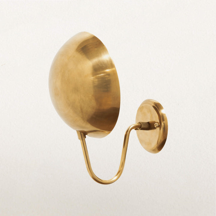 Brass Handcrafted Round Shade Sconce-Damp Rated Brass Sconce for Living Room, Kitchen, Bathroom, or Bedroom Wall Lamps