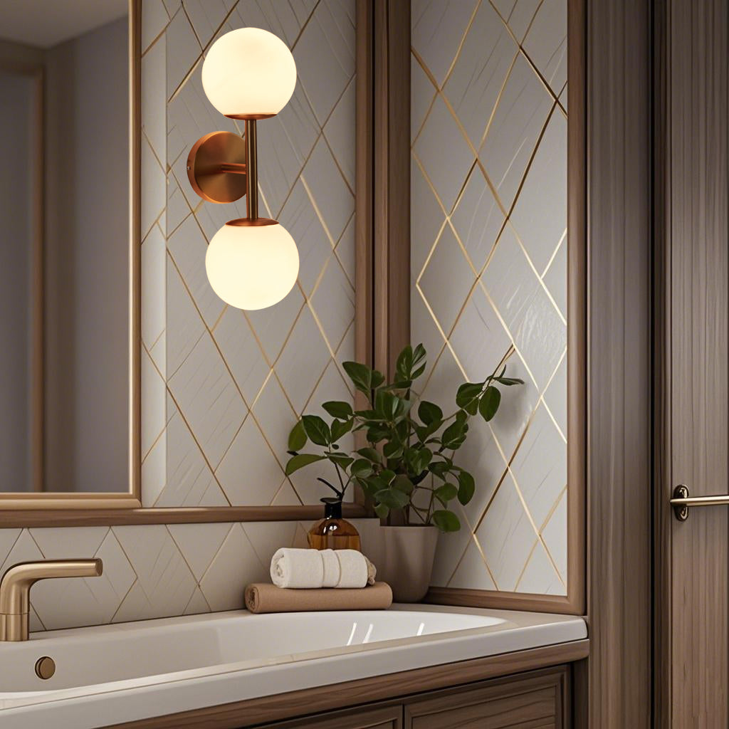 Fiberglass Glow Double Wall Sconce: Cast Fiberglass with White Textured Finish and Pewter/Gold Accents for Kitchen, Bathroom, Outdoor