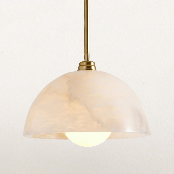 Elegant Alabaster Refinement Pendant - Natural Alabaster with Steel and Tumbled Brass - Ideal Hanging Light Fixture for Bedroom, Perfect Pendant Light for All Your Bedroom Needs