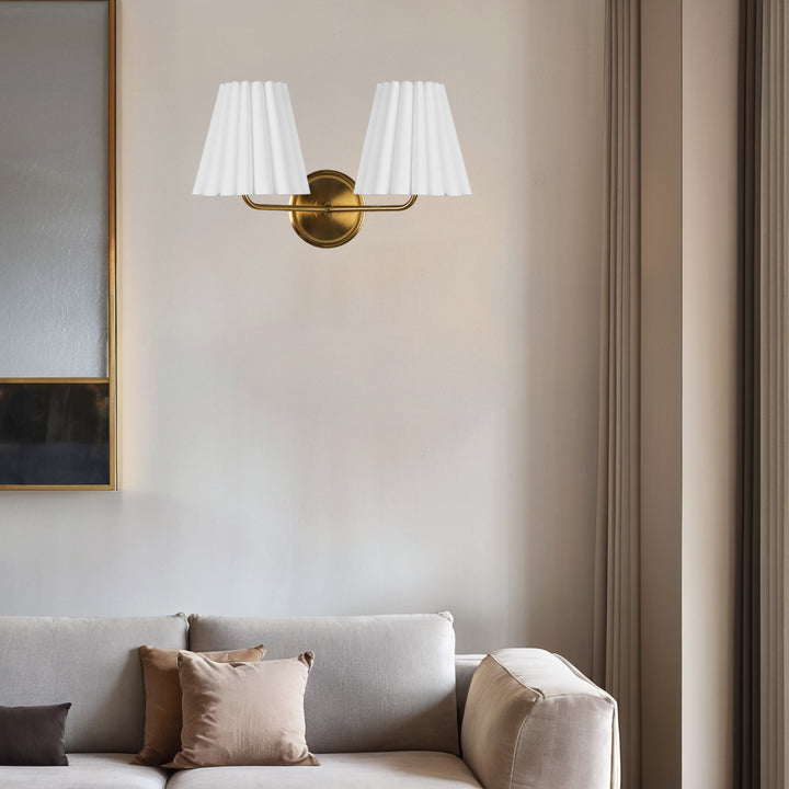 Modern Brass Double Sconce for Transitional Decor - Hardwired Lighting for Bedrooms, Living Rooms, and Hallways