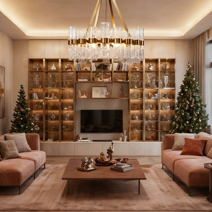 Penni Recycled Glass Chandelier - Elegant Art Deco Lighting Fixture - Perfect for Living Room Chandelier and Hanging Light Fixture