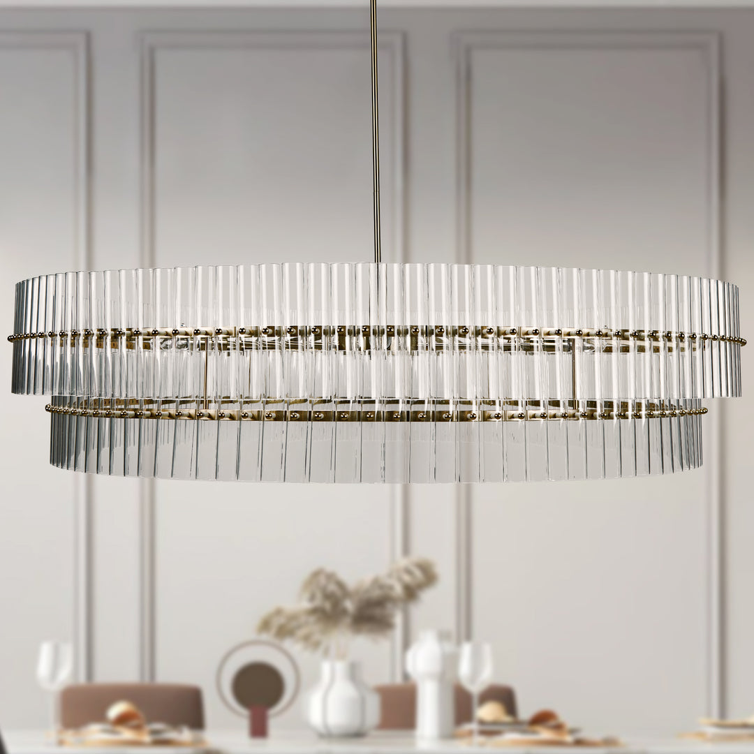 Mallory Crystal elegant retro brass round chandelier pure crystal created for living room, kitchen