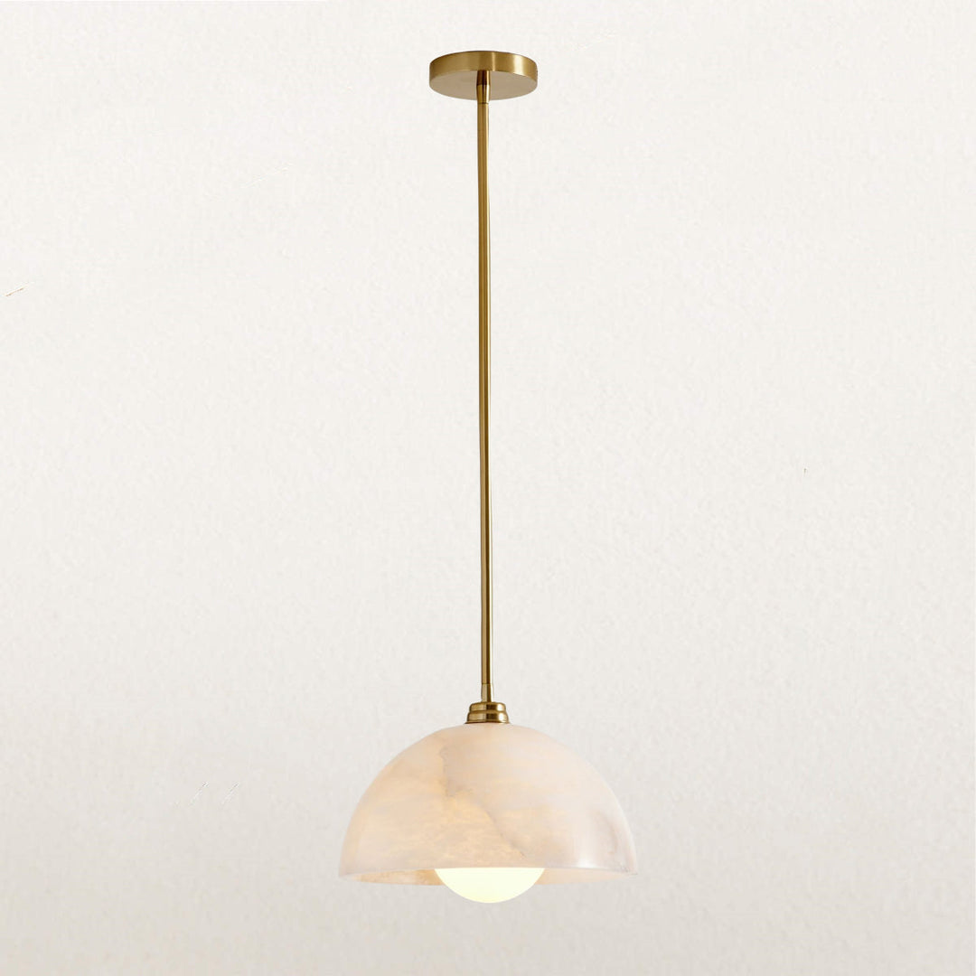 Elegant Alabaster Refinement Pendant - Natural Alabaster with Steel and Tumbled Brass - Ideal Hanging Light Fixture for Bedroom, Perfect Pendant Light for All Your Bedroom Needs