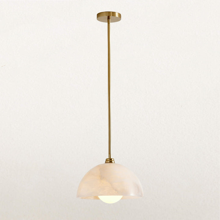 Elegant Alabaster Refinement Pendant - Natural Alabaster with Steel and Tumbled Brass - Ideal Hanging Light Fixture for Bedroom, Perfect Pendant Light for All Your Bedroom Needs