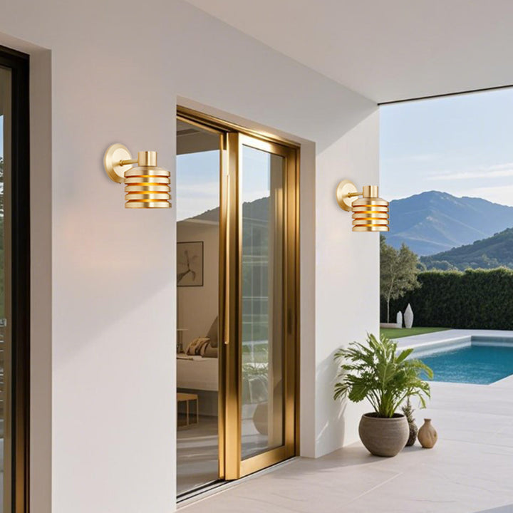Illuminate Brass Louver Sconce - Adjustable Dimmable Wall Light Fixture-Perfect for the Living Room and Outdoors