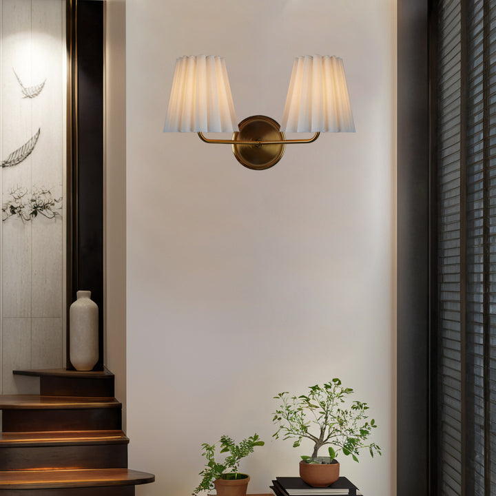 Modern Brass Double Sconce for Transitional Decor - Hardwired Lighting for Bedrooms, Living Rooms, and Hallways