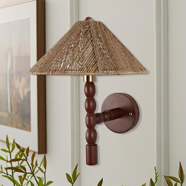 Samina Sconce - Modern Style with Handwoven jute and solid walnut - Perfect for Living Room, Dining Room and Enteyway