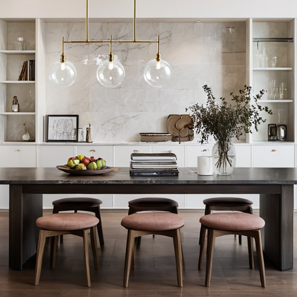 Modern Glam Linear Globe Chandelier - Stylish Two-Toned Light Fixture for Dining Room