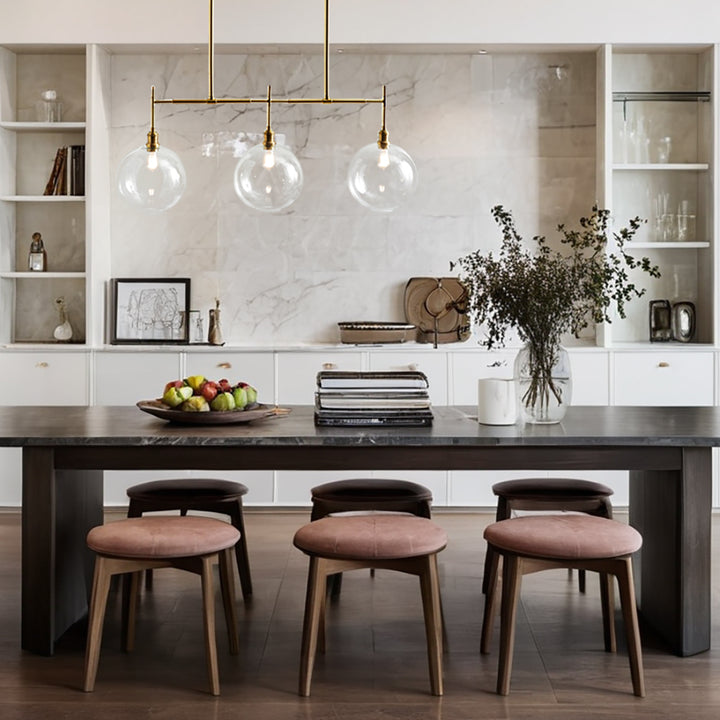 Modern Glam Linear Globe Chandelier - Stylish Two-Toned Light Fixture for Dining Room