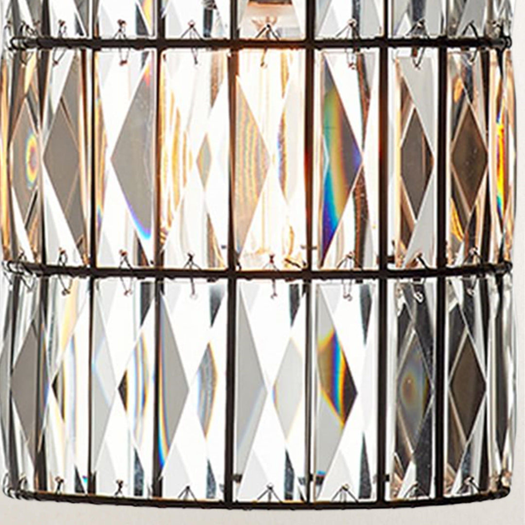 Contemporary Crystal Pendant with Prismatic Display - Bronze Finish Hanging Lights, Ideal for Bedroom, Dining Room, and Living Room