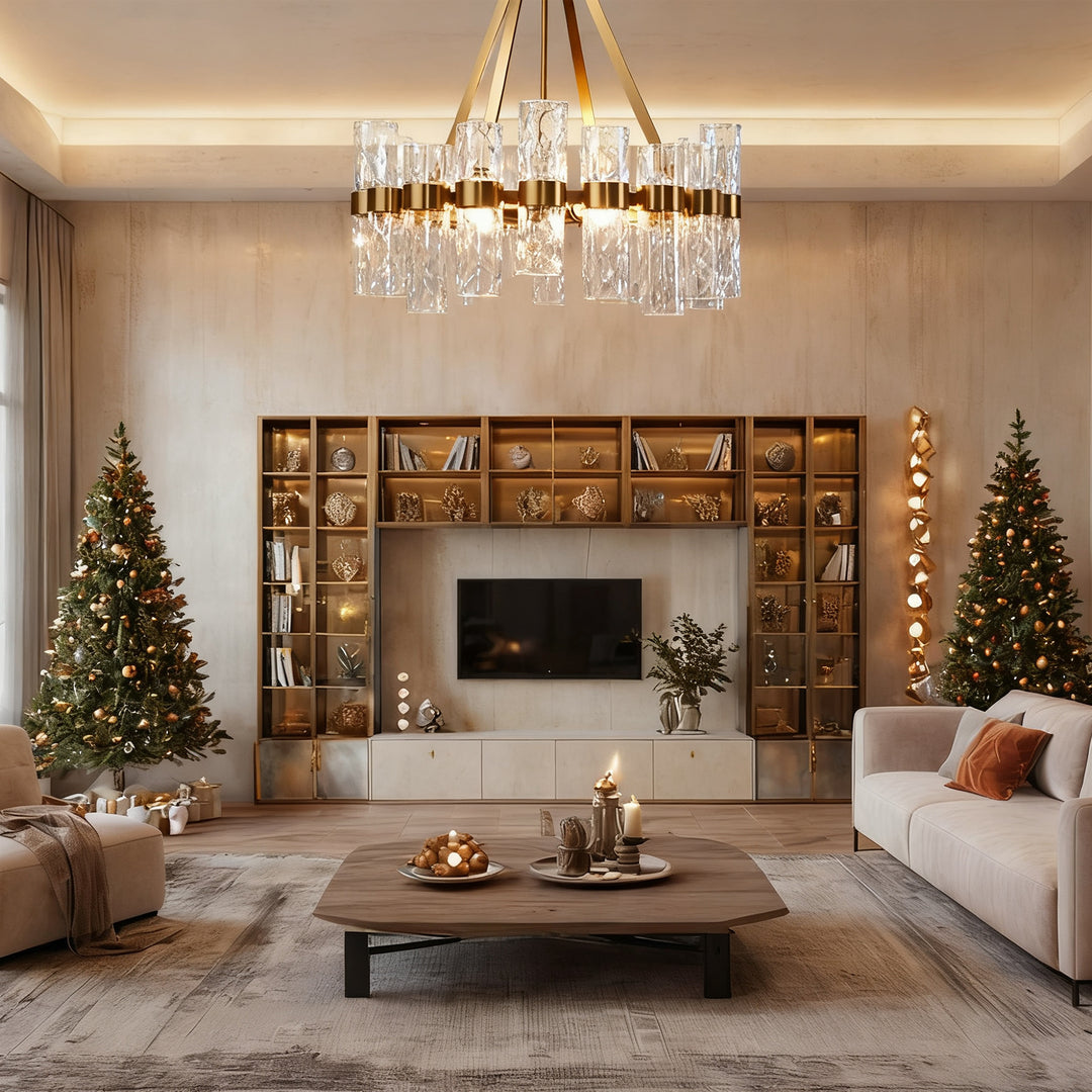 Penni Recycled Glass Chandelier - Elegant Art Deco Lighting Fixture - Perfect for Living Room Chandelier and Hanging Light Fixture