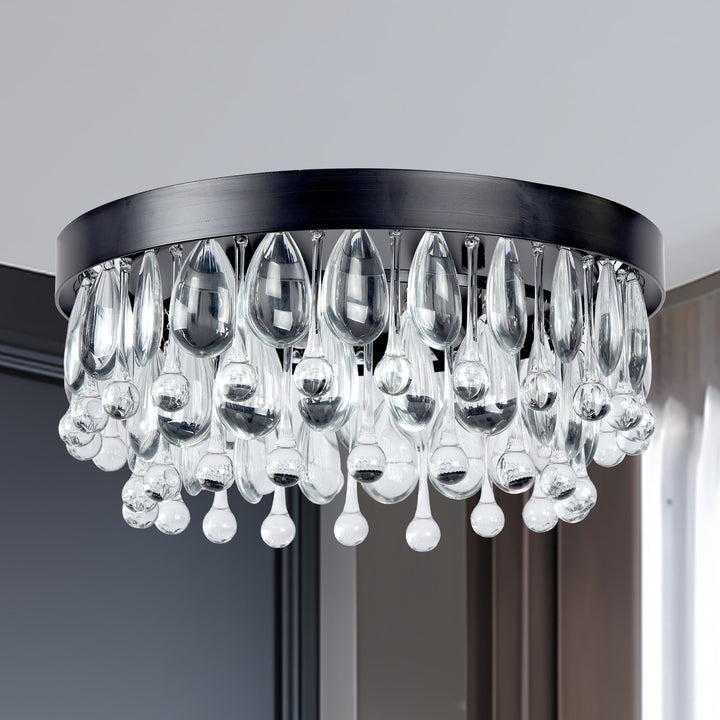 Crystal Glow Versa Flush Mount - Elegant Design with Crystal Droplets for Bedroom and Living Room Lighting