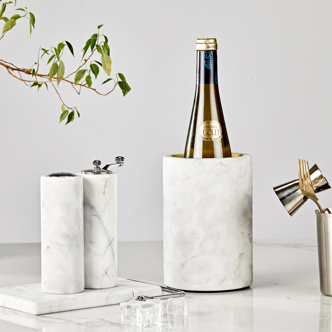 legant White Marble Wine Cooler for Kitchen - Multi-functional Design for Dining Room and Perfect Marble Wine Chiller