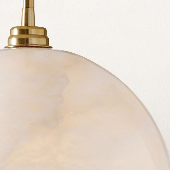 Elegant Alabaster Refinement Pendant - Natural Alabaster with Steel and Tumbled Brass - Ideal Hanging Light Fixture for Bedroom, Perfect Pendant Light for All Your Bedroom Needs