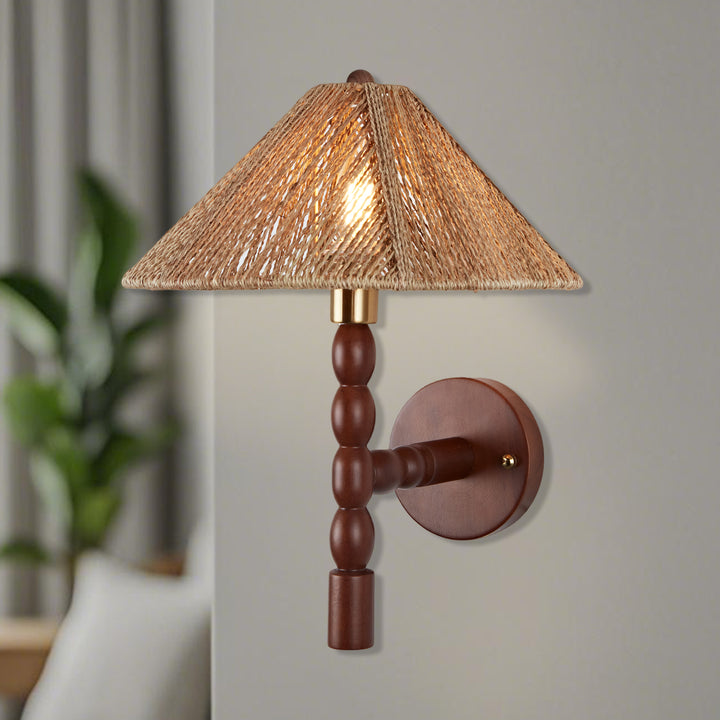 Samina Sconce - Modern Style with Handwoven jute and solid walnut - Perfect for Living Room, Dining Room and Enteyway