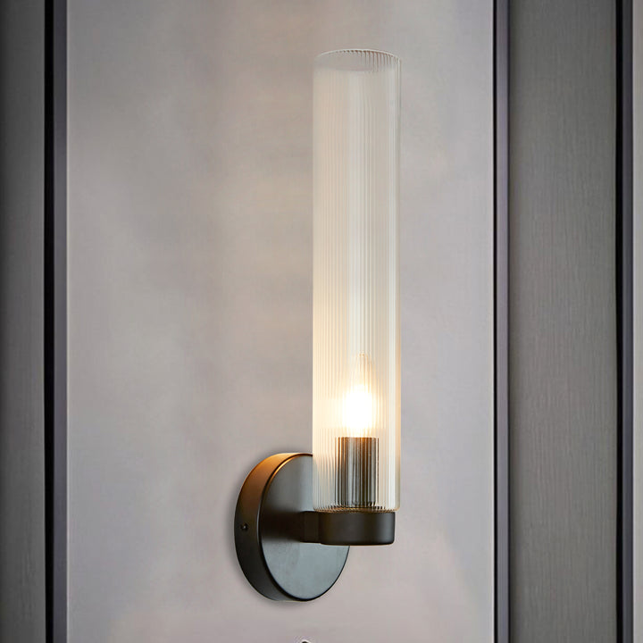 Radiant Fluted Glow Sconce - Elegant Bathroom Wall Lights with Fluted Glass Shade, Suitable for Your Makeup Lighting Mirror in the Bathroom