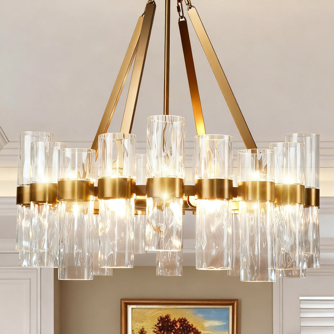 Penni Recycled Glass Chandelier - Elegant Art Deco Lighting Fixture - Perfect for Living Room Chandelier and Hanging Light Fixture