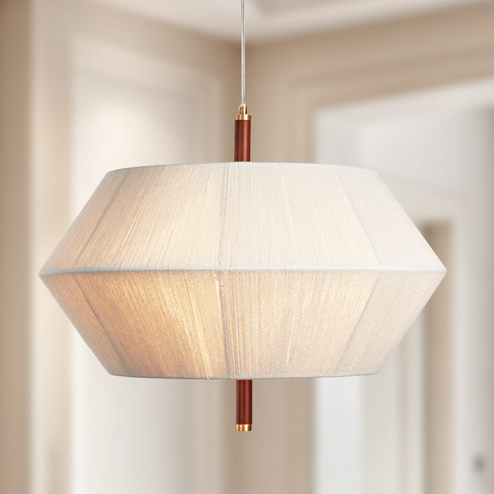 Contemporary Boho Oak Natural Cotton Weaved Pendant Light - Stylish White Oak with Cotton Rope Shade for Dining Room