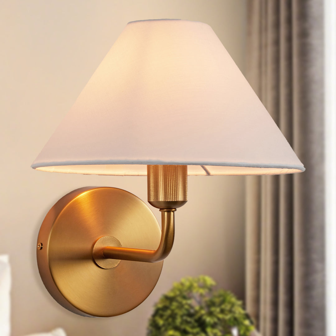 Elegant Linen Glow Sconce - Architectural Design Tapered Shade Wall Sconce for Bedroom and Living Room - A Statement Piece of Elegance and Sophistication