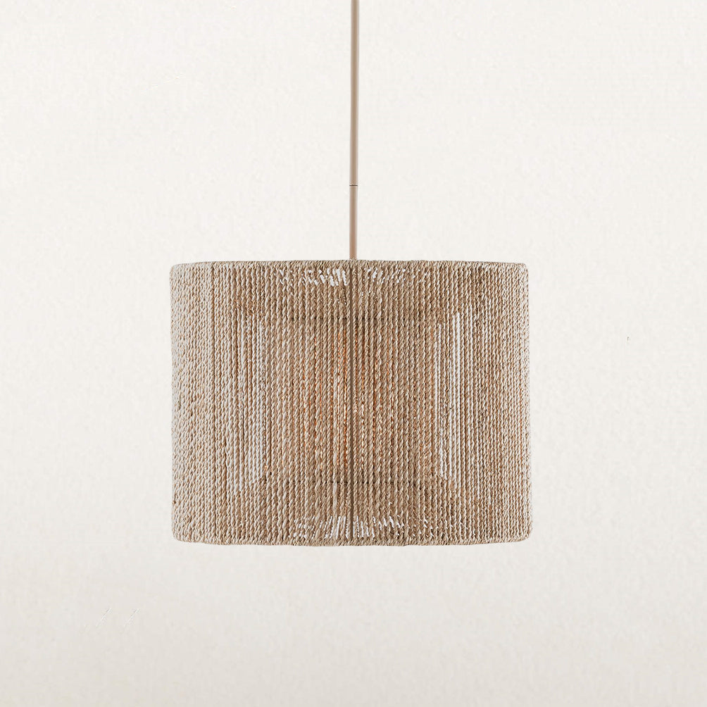 Coastal-Inspired Abaca Rope Linear Iron Chandelier – Dimmer Compatible，Ideal for Dining Room and Modern Living Room Fixtures