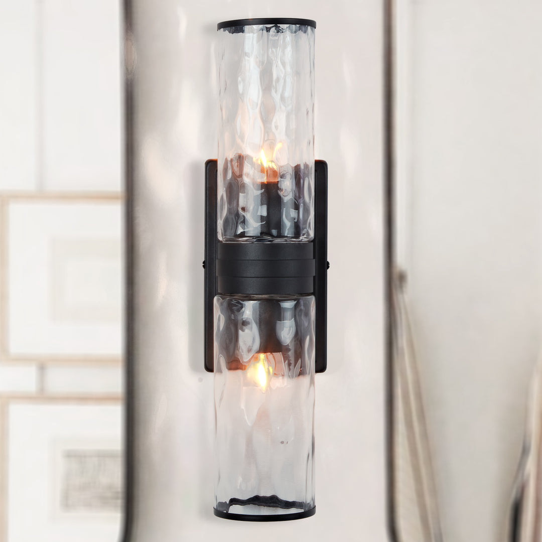 Hammered Clear Glass Shades Candelabra Sconce - Elegant Wall Sconces with Rich Finishes, Suitable for the Bathroom as Lighting for Your Makeup