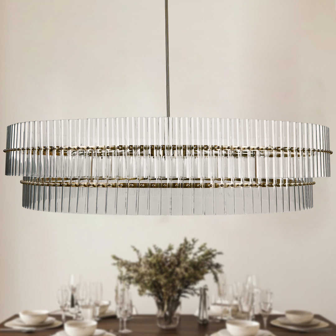 Mallory Crystal elegant retro brass round chandelier pure crystal created for living room, kitchen