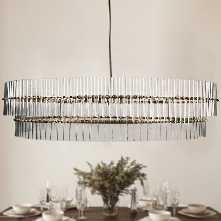 Mallory Crystal elegant retro brass round chandelier pure crystal created for living room, kitchen