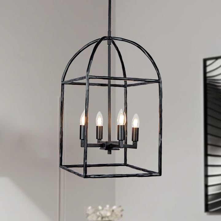 Modern Industrial Forged-Iron Pendant Light - Adjustable Height Hanging Light Fixtures, Suitable for Dining Room And Living Room