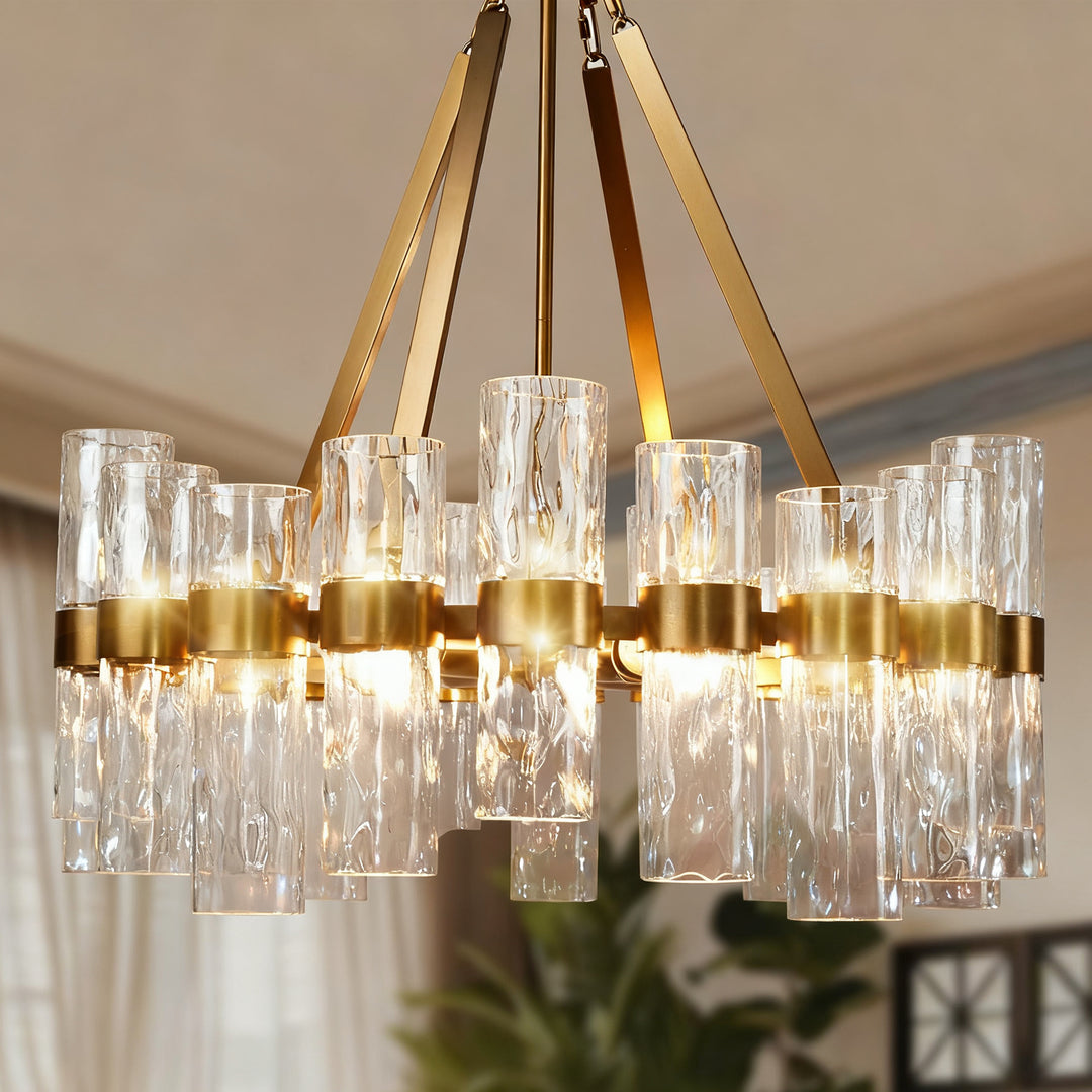 Penni Recycled Glass Chandelier - Elegant Art Deco Lighting Fixture - Perfect for Living Room Chandelier and Hanging Light Fixture