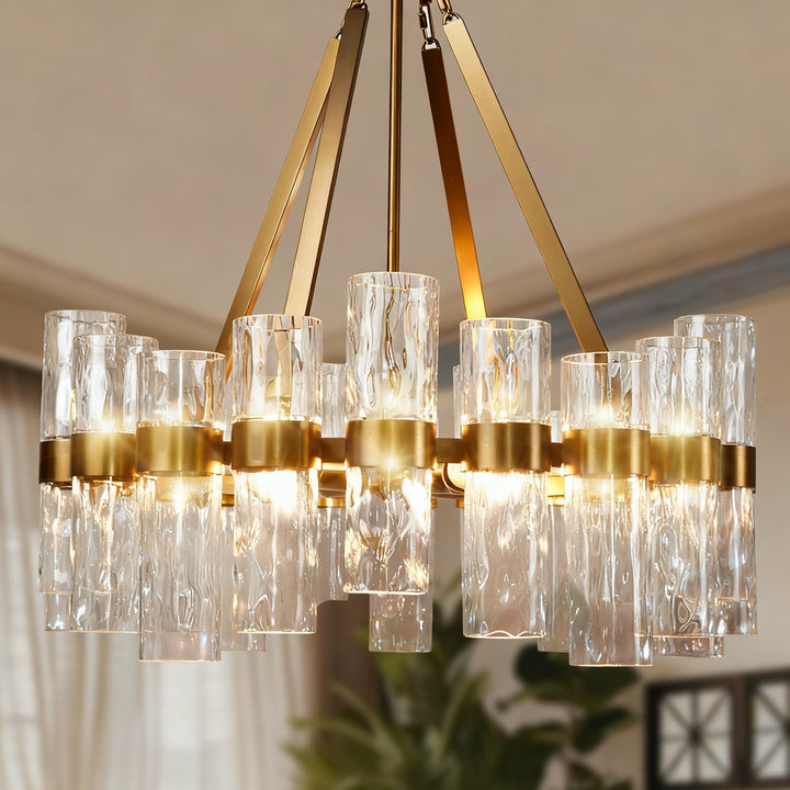 Penni Recycled Glass Chandelier - Elegant Art Deco Lighting Fixture - Perfect for Living Room Chandelier and Hanging Light Fixture