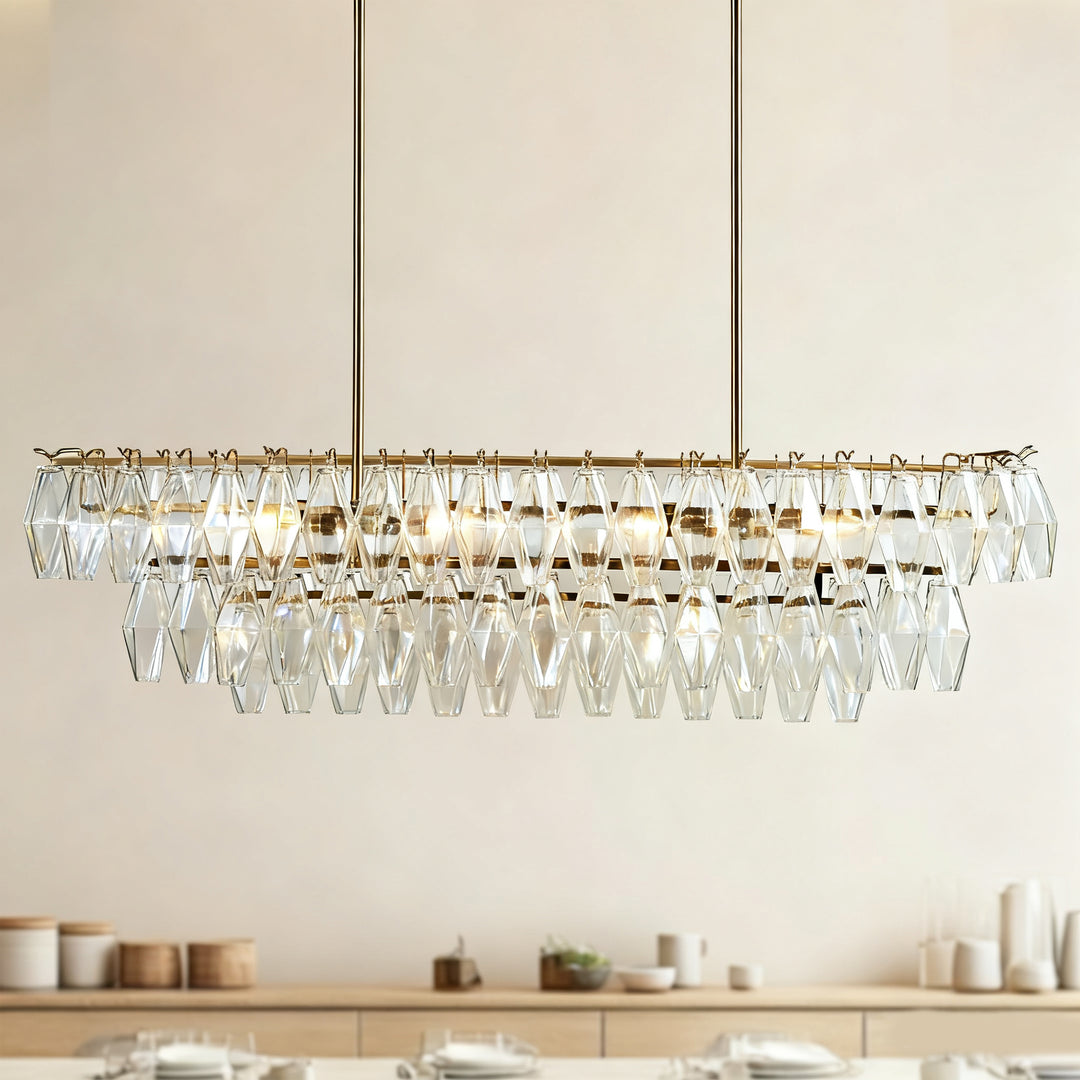 Timeless Elegance Fluted Crystal Chandelier with Luxe Metallic Finish,Fluted crystal effect ,dining room light fitting