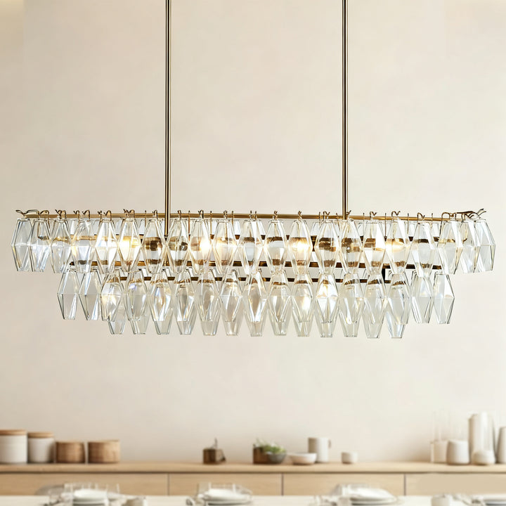 Timeless Elegance Fluted Crystal Chandelier with Luxe Metallic Finish,Fluted crystal effect ,dining room light fitting
