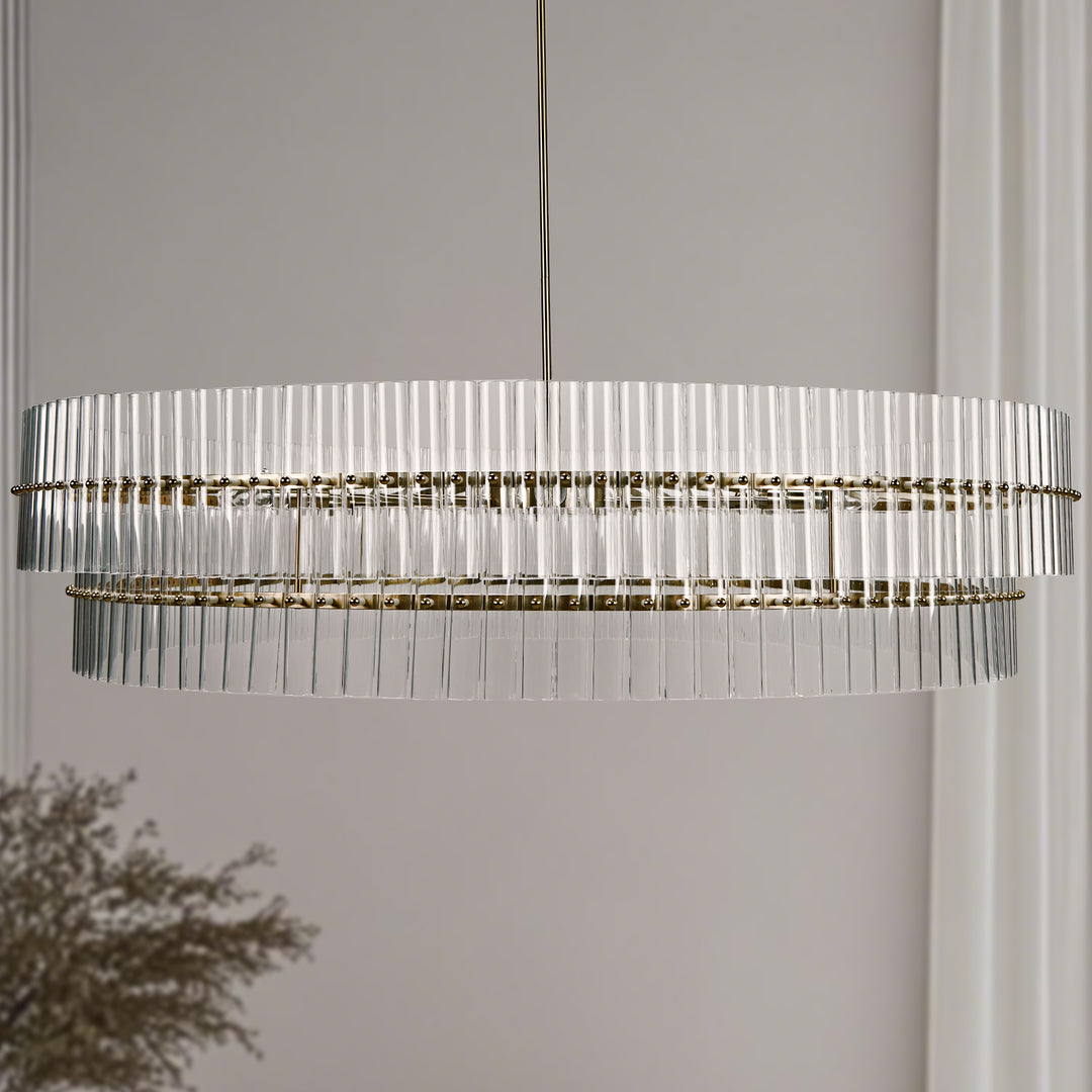 Mallory Crystal elegant retro brass round chandelier pure crystal created for living room, kitchen