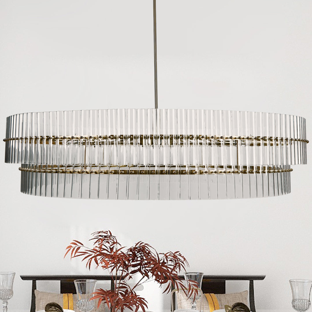 Mallory Crystal elegant retro brass round chandelier pure crystal created for living room, kitchen