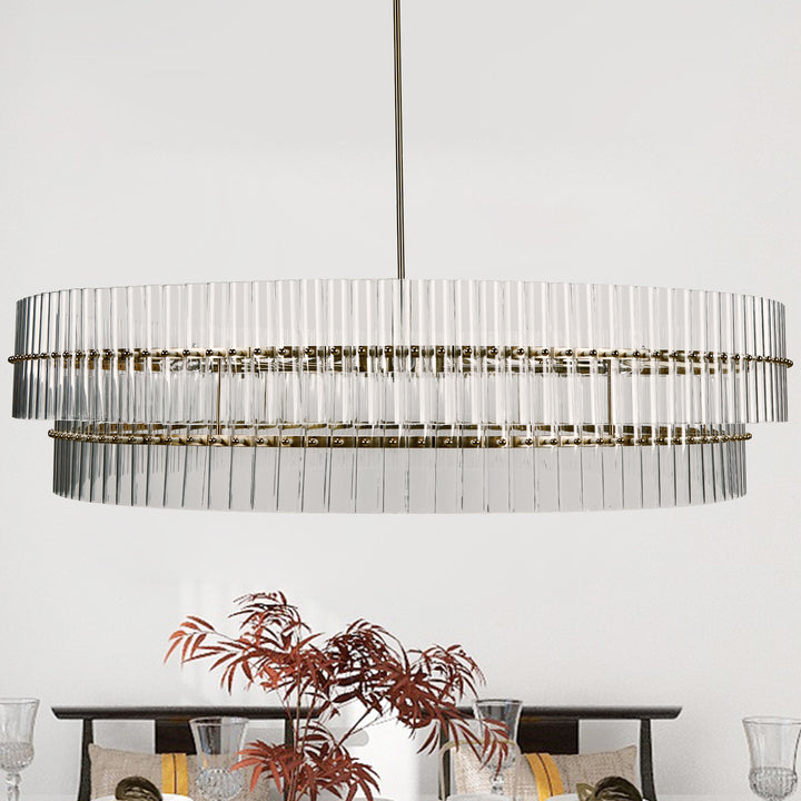 Mallory Crystal elegant retro brass round chandelier pure crystal created for living room, kitchen