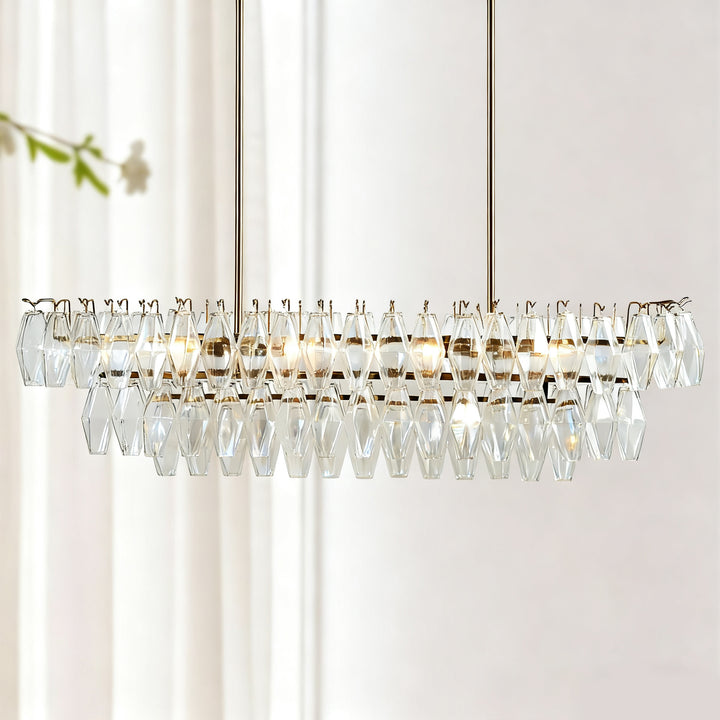 Timeless Elegance Fluted Crystal Chandelier with Luxe Metallic Finish,Fluted crystal effect ,dining room light fitting