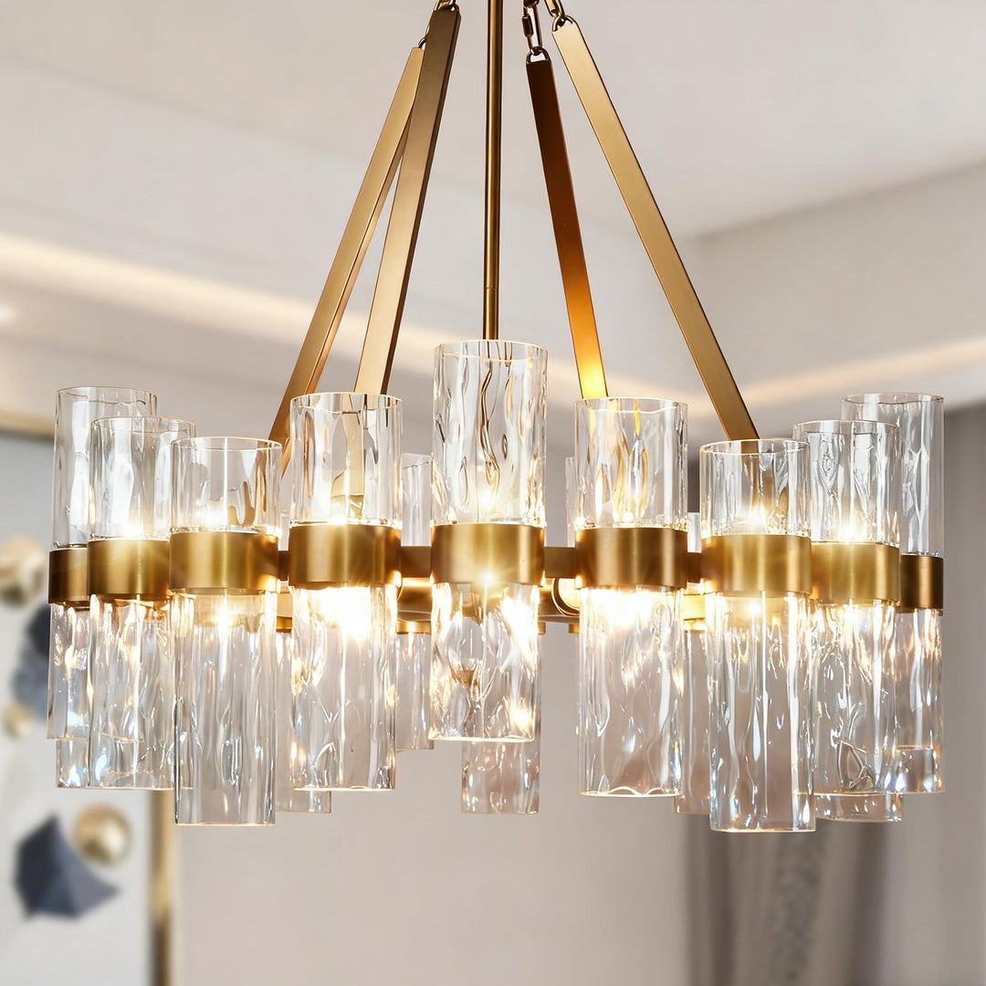 Penni Recycled Glass Chandelier - Elegant Art Deco Lighting Fixture - Perfect for Living Room Chandelier and Hanging Light Fixture