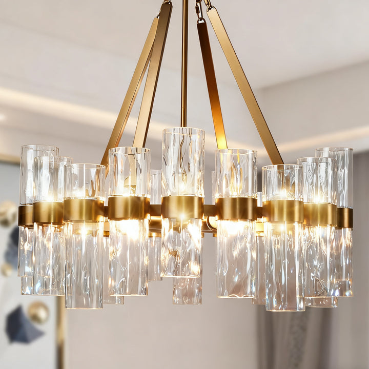 Penni Recycled Glass Chandelier - Elegant Art Deco Lighting Fixture - Perfect for Living Room Chandelier and Hanging Light Fixture