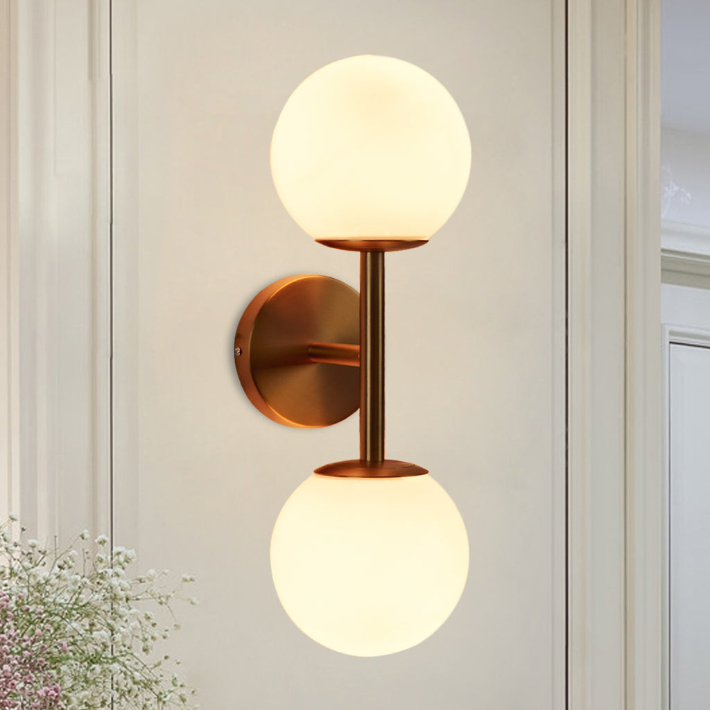 Fiberglass Glow Double Wall Sconce: Cast Fiberglass with White Textured Finish and Pewter/Gold Accents for Kitchen, Bathroom, Outdoor