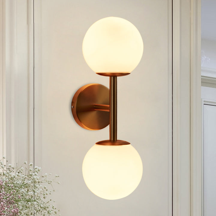 Fiberglass Glow Double Wall Sconce: Cast Fiberglass with White Textured Finish and Pewter/Gold Accents for Kitchen, Bathroom, Outdoor