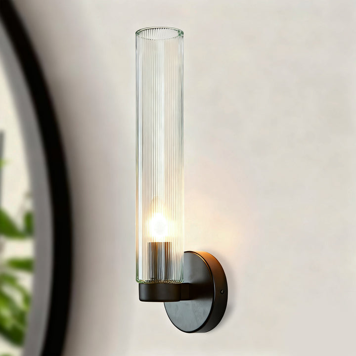 Radiant Fluted Glow Sconce - Elegant Bathroom Wall Lights with Fluted Glass Shade, Suitable for Your Makeup Lighting Mirror in the Bathroom