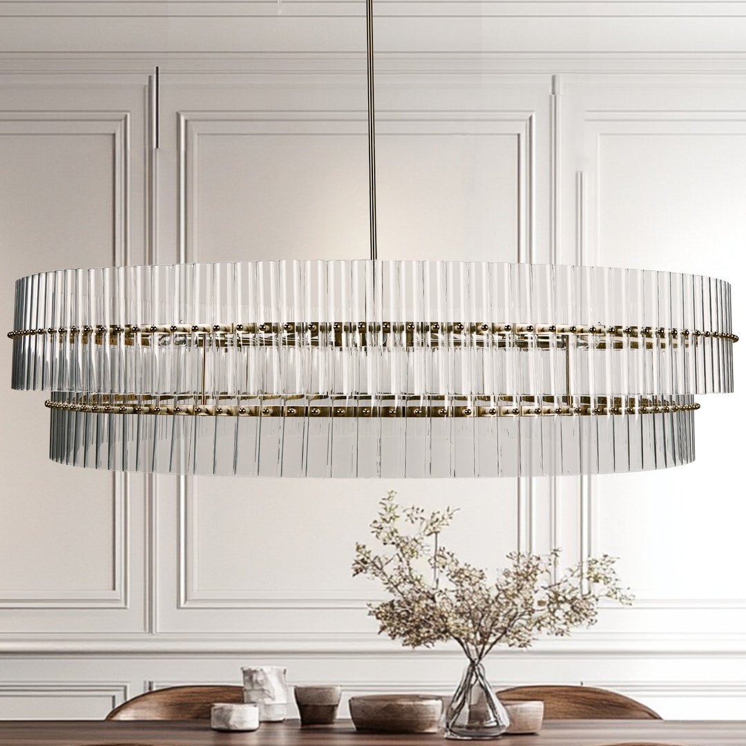 Mallory Crystal elegant retro brass round chandelier pure crystal created for living room, kitchen