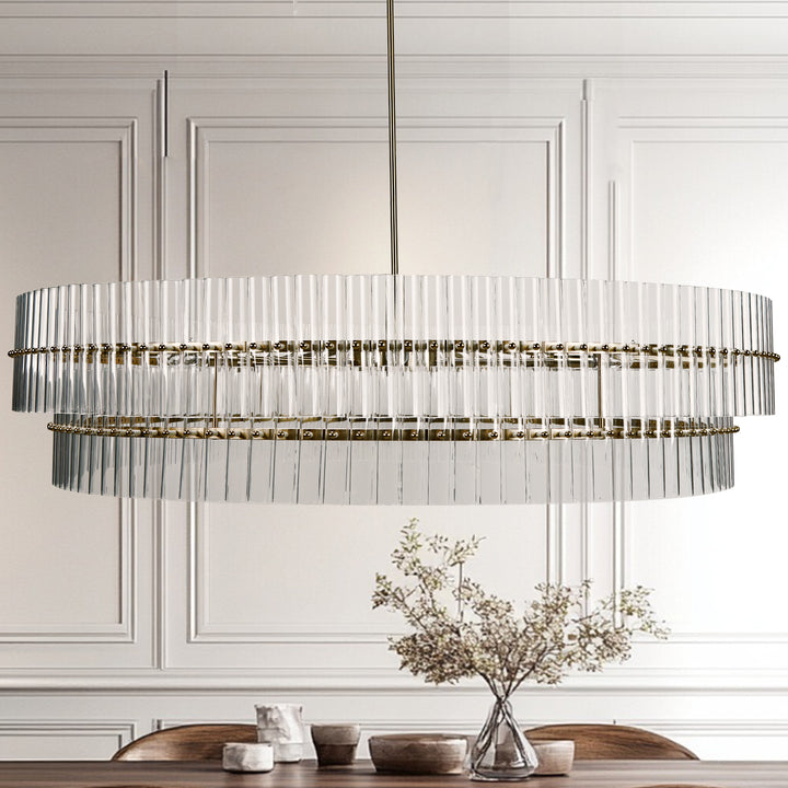 Mallory Crystal elegant retro brass round chandelier pure crystal created for living room, kitchen