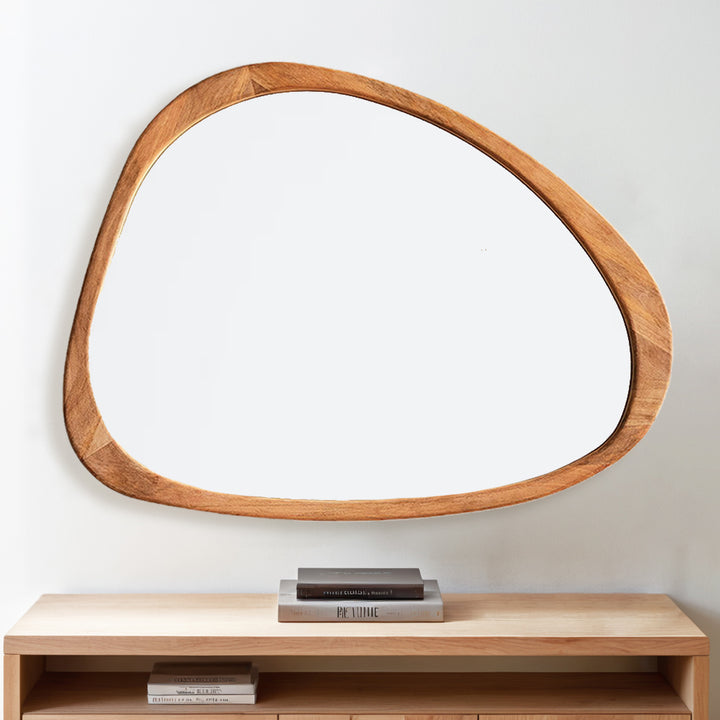 Reflections of Nature: Acacia Wood Framed Mirror - Handcrafted Polished Acacia Wood Frame - Perfect for Asymmetrical Mirror, Large Asymmetrical Mirror, and Asymmetrical Bathroom Mirror