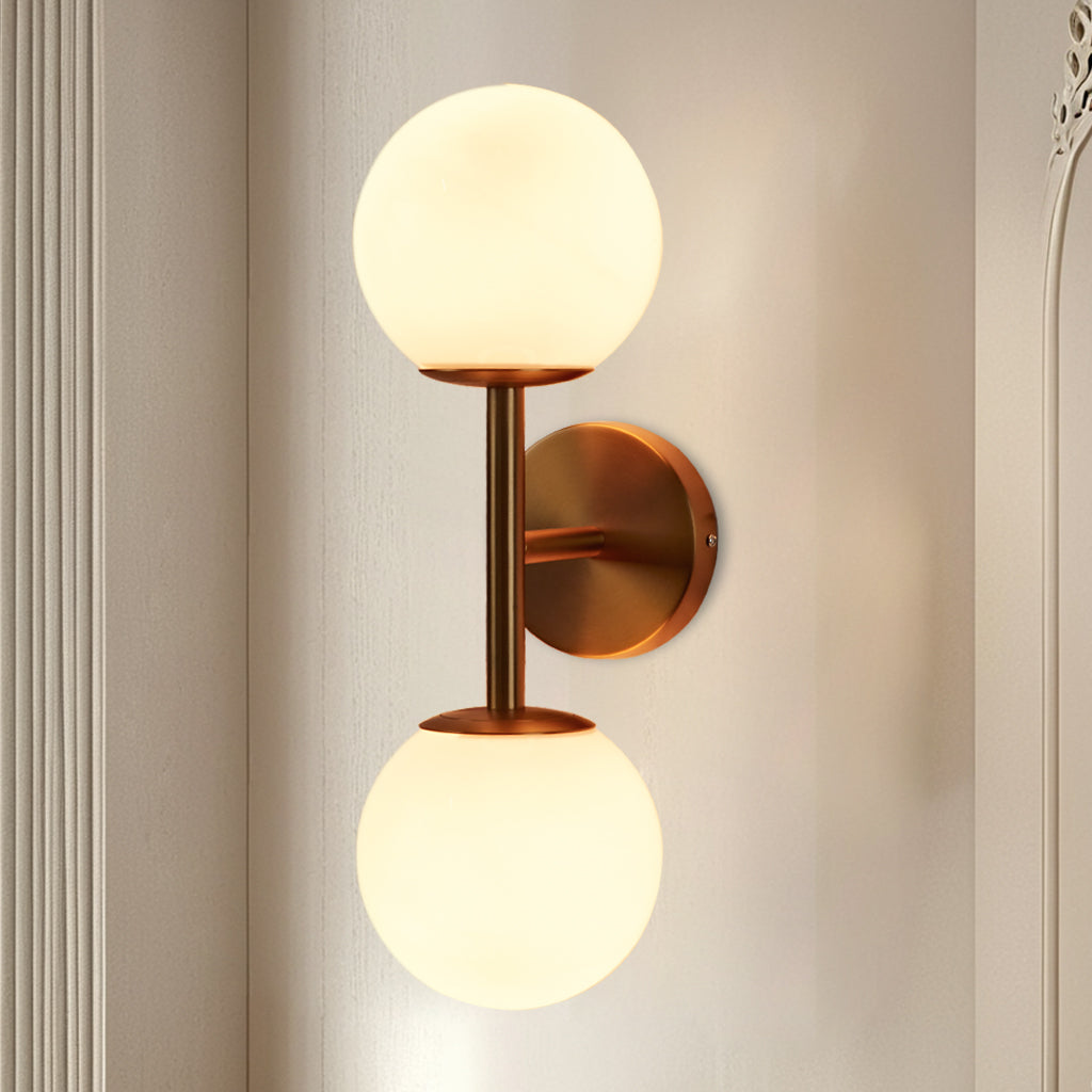 Fiberglass Glow Double Wall Sconce: Cast Fiberglass with White Textured Finish and Pewter/Gold Accents for Kitchen, Bathroom, Outdoor