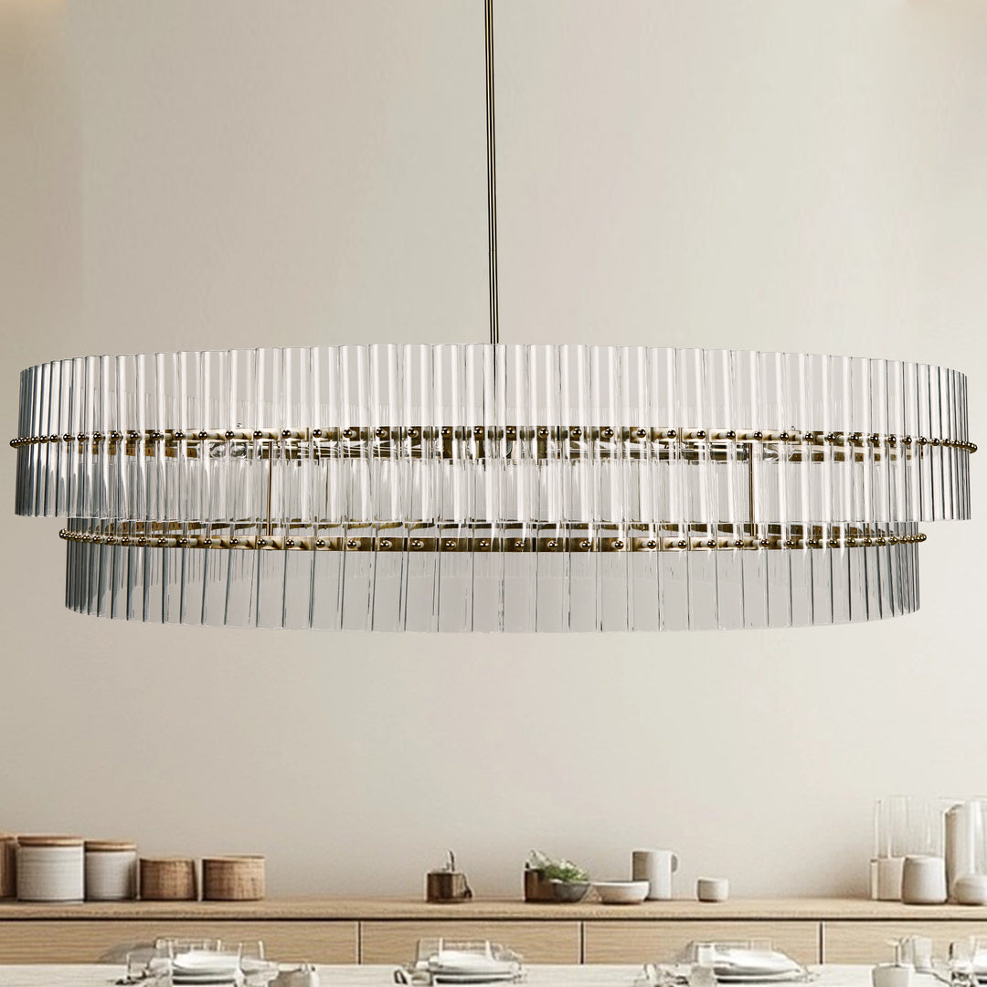 Mallory Crystal elegant retro brass round chandelier pure crystal created for living room, kitchen