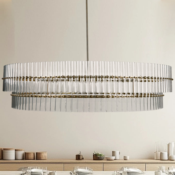 Mallory Crystal elegant retro brass round chandelier pure crystal created for living room, kitchen