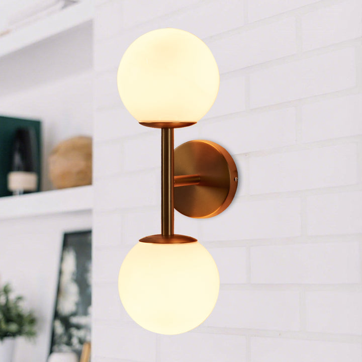 Fiberglass Glow Double Wall Sconce: Cast Fiberglass with White Textured Finish and Pewter/Gold Accents for Kitchen, Bathroom, Outdoor