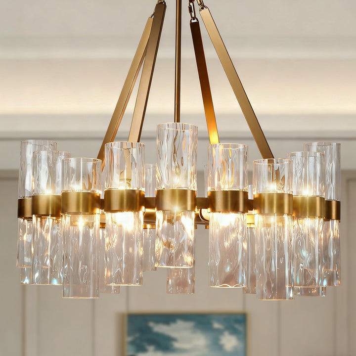 Penni Recycled Glass Chandelier - Elegant Art Deco Lighting Fixture - Perfect for Living Room Chandelier and Hanging Light Fixture