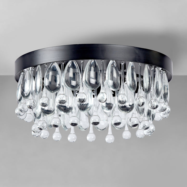 Crystal Glow Versa Flush Mount - Elegant Design with Crystal Droplets for Bedroom and Living Room Lighting